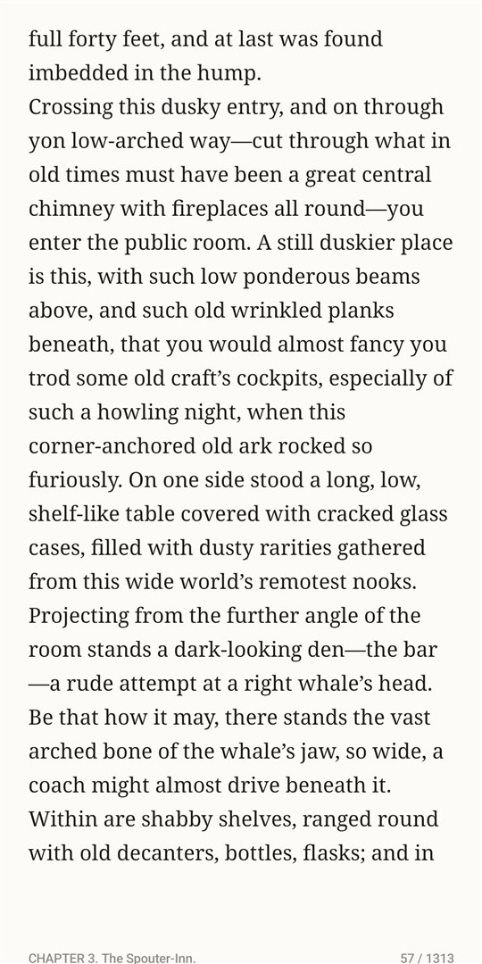 The reading page: serif text on paper with the chapter name and page count in the footer